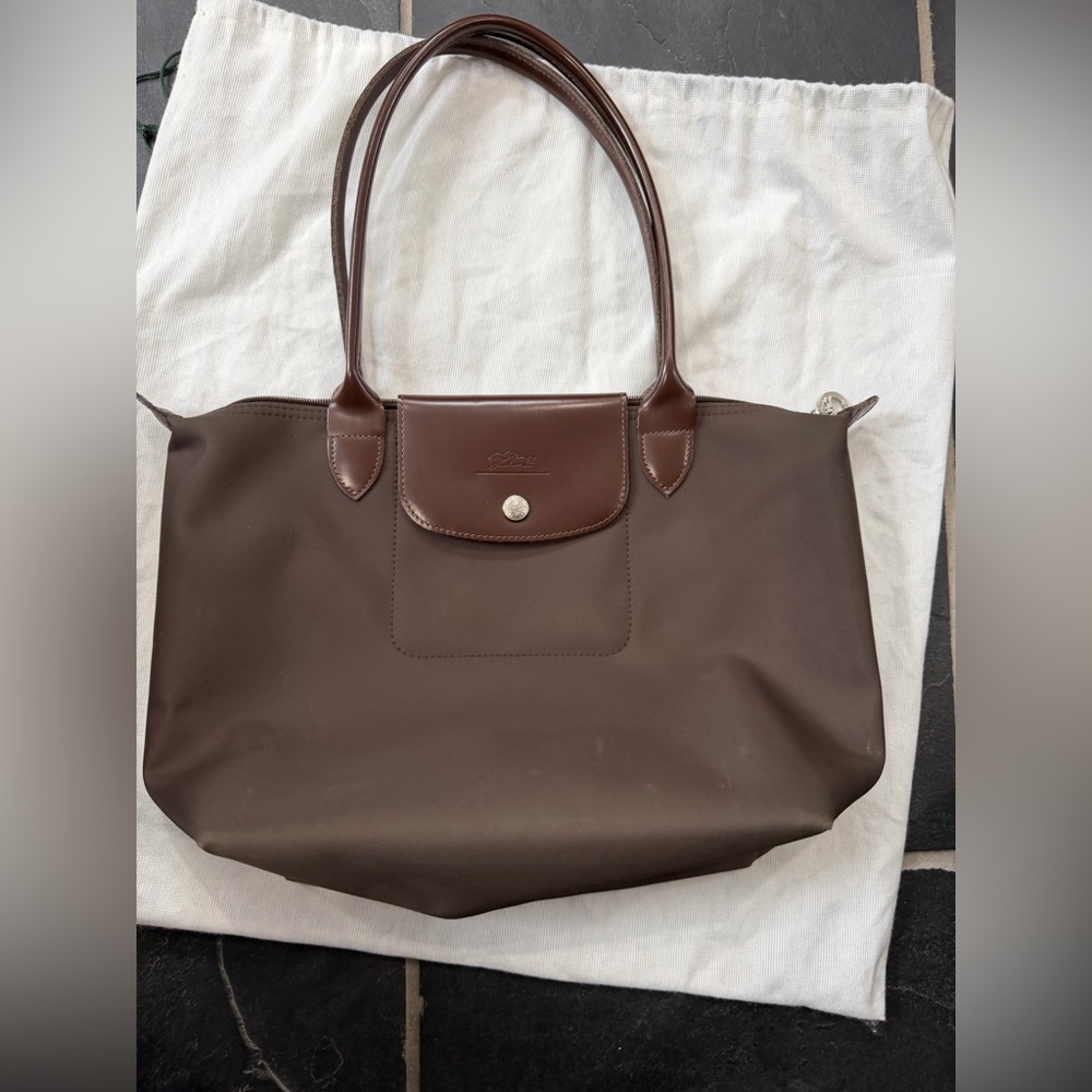 EUC: Longchamp Le Pliage tote Bag, brown - Picture 5 of 15